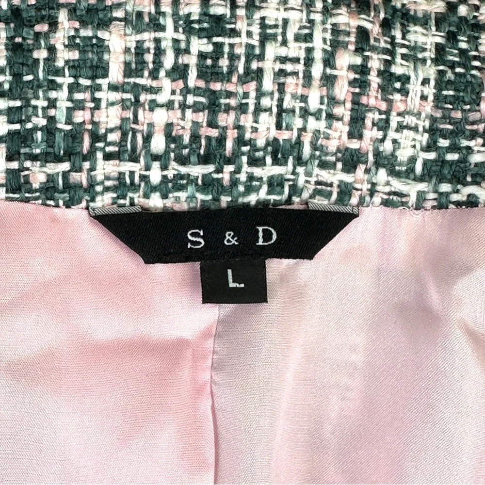VTG Bouclé Tweed Crop Blazer Large Light Academia Old Money Preppy‎ Revival